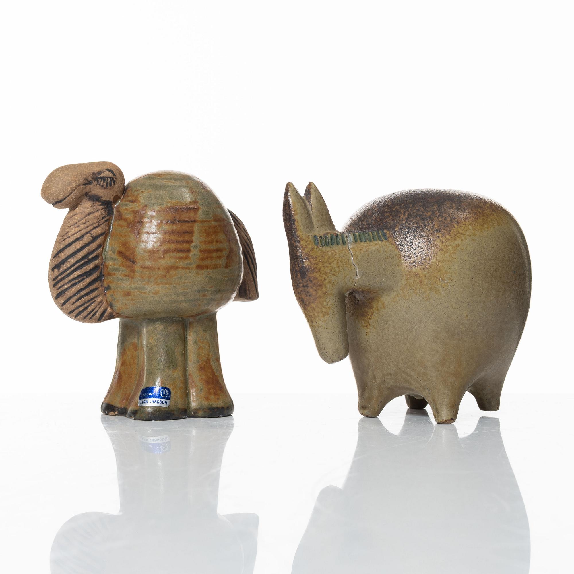 Lisa Larson, figuriner, 2 st, stengods, Gustavsberg.