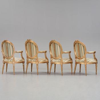 Four late Gustavian armchairs (one French, three Swedish), beginning of the 19th century.