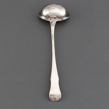 A Swedish 19th century silver soupe-laddle, marked Gustaf Bergendorff, Karlskrona 1811.