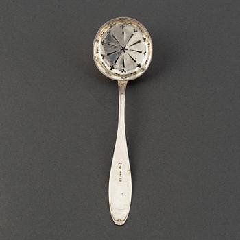 A Swedish 19th century silver caster-spoon, mark of Barkander & Söhrling, Linköping 1848.
