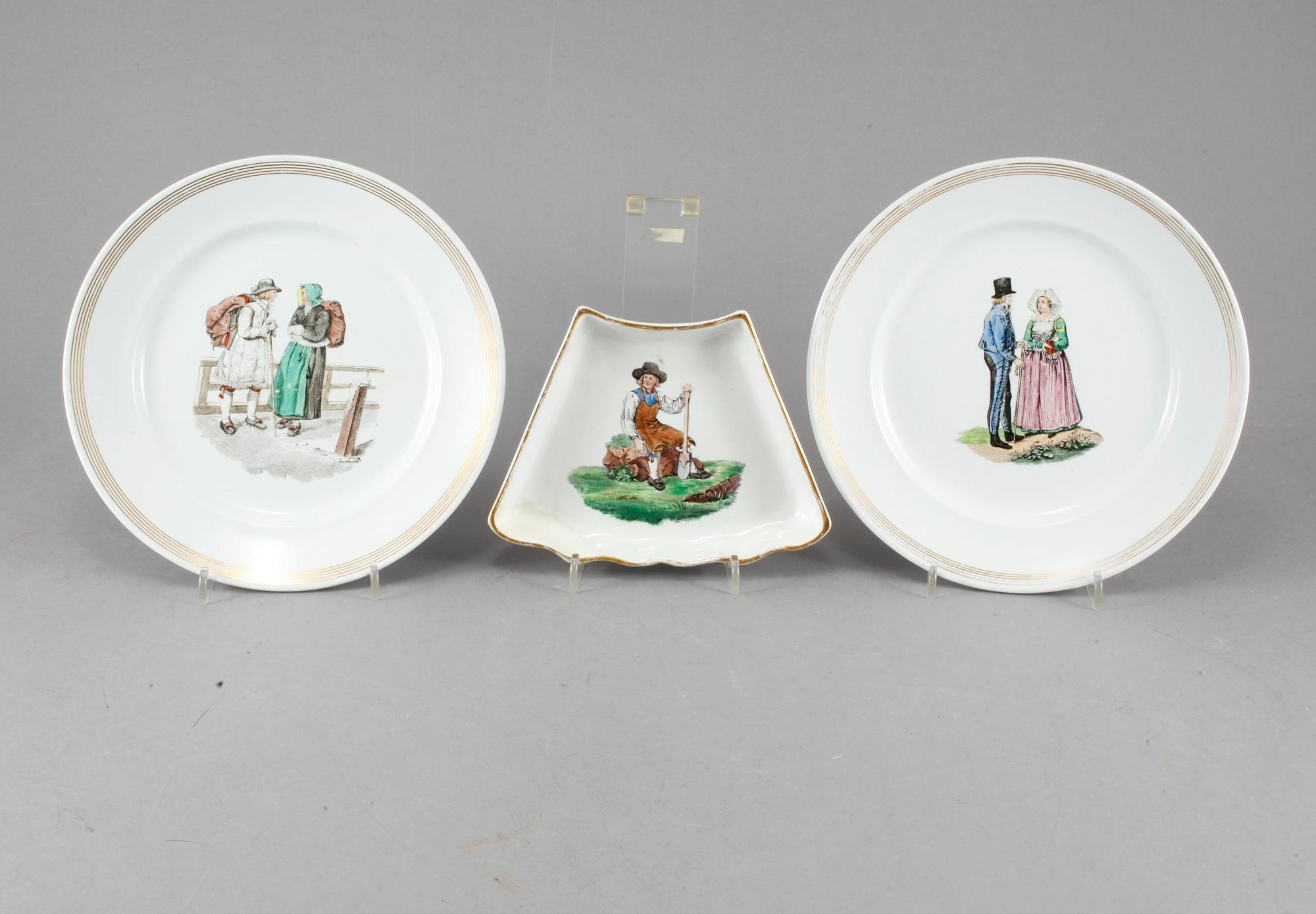 TALLRIKAR, 12 st, samt FAT, flintgods, Rörstrand, omkring sekelskiftet 1900.