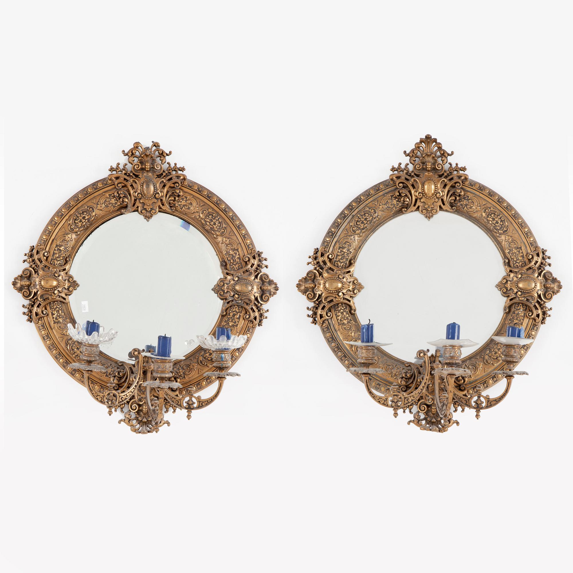 SPEGELLAMPETTER, ett par, nyrenässans, 1800-talets slut.