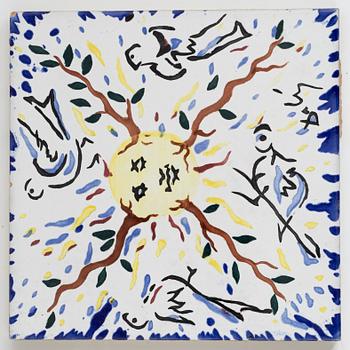 Salvador Dalí, after. A set of six earthenware tile plates, Spain.