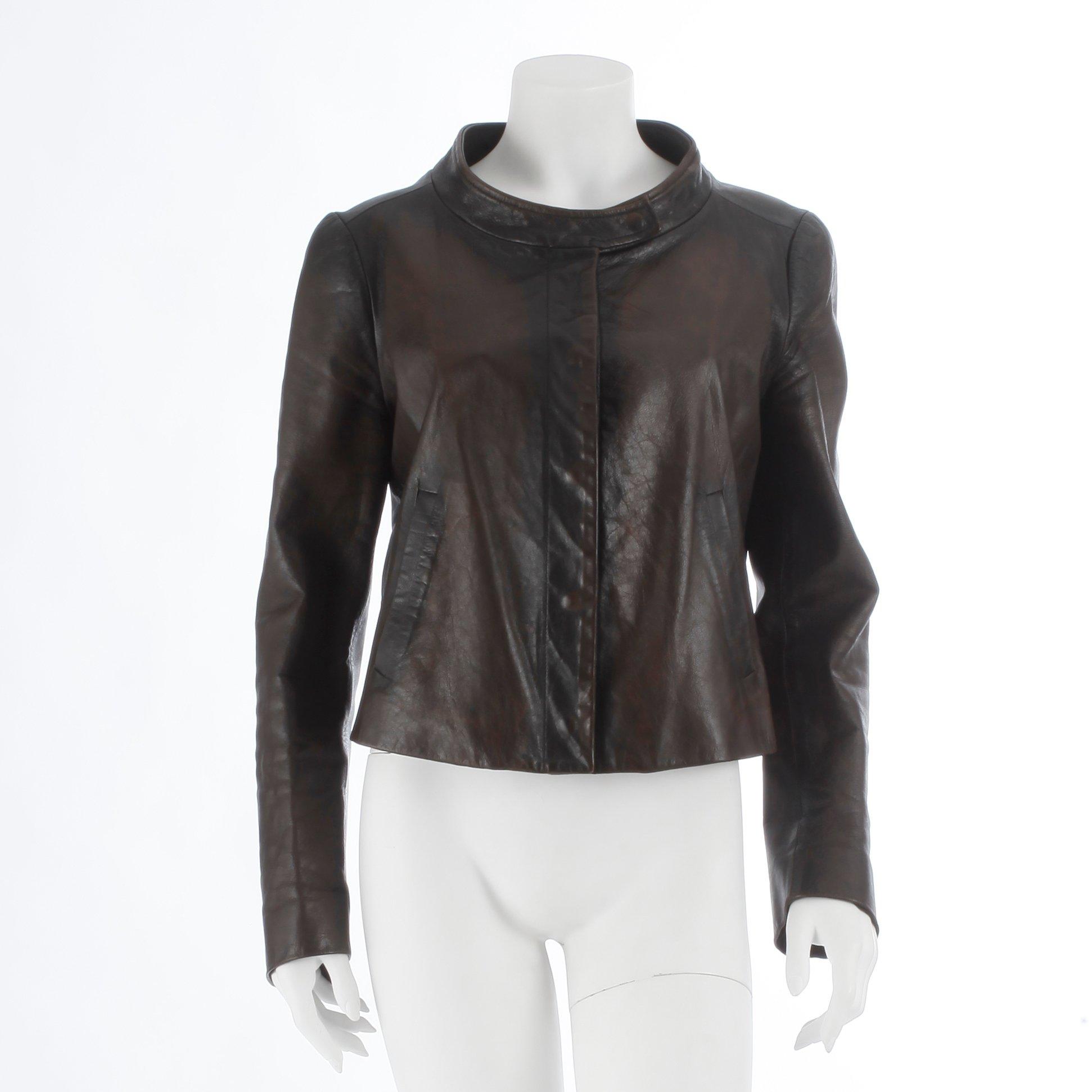 MARTIN MARGIELA, a dark brown leather jacket, size 42.