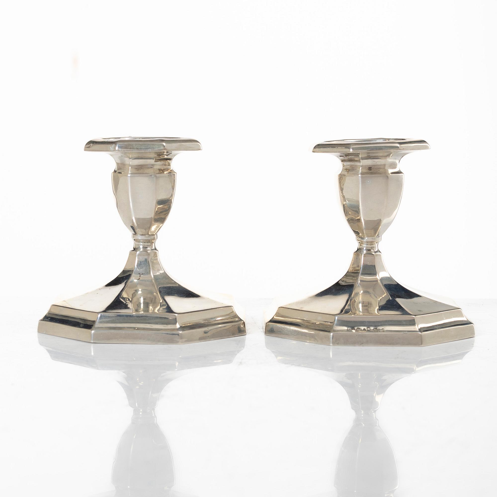 A pair of silver candelsticks, GAB, 1928.