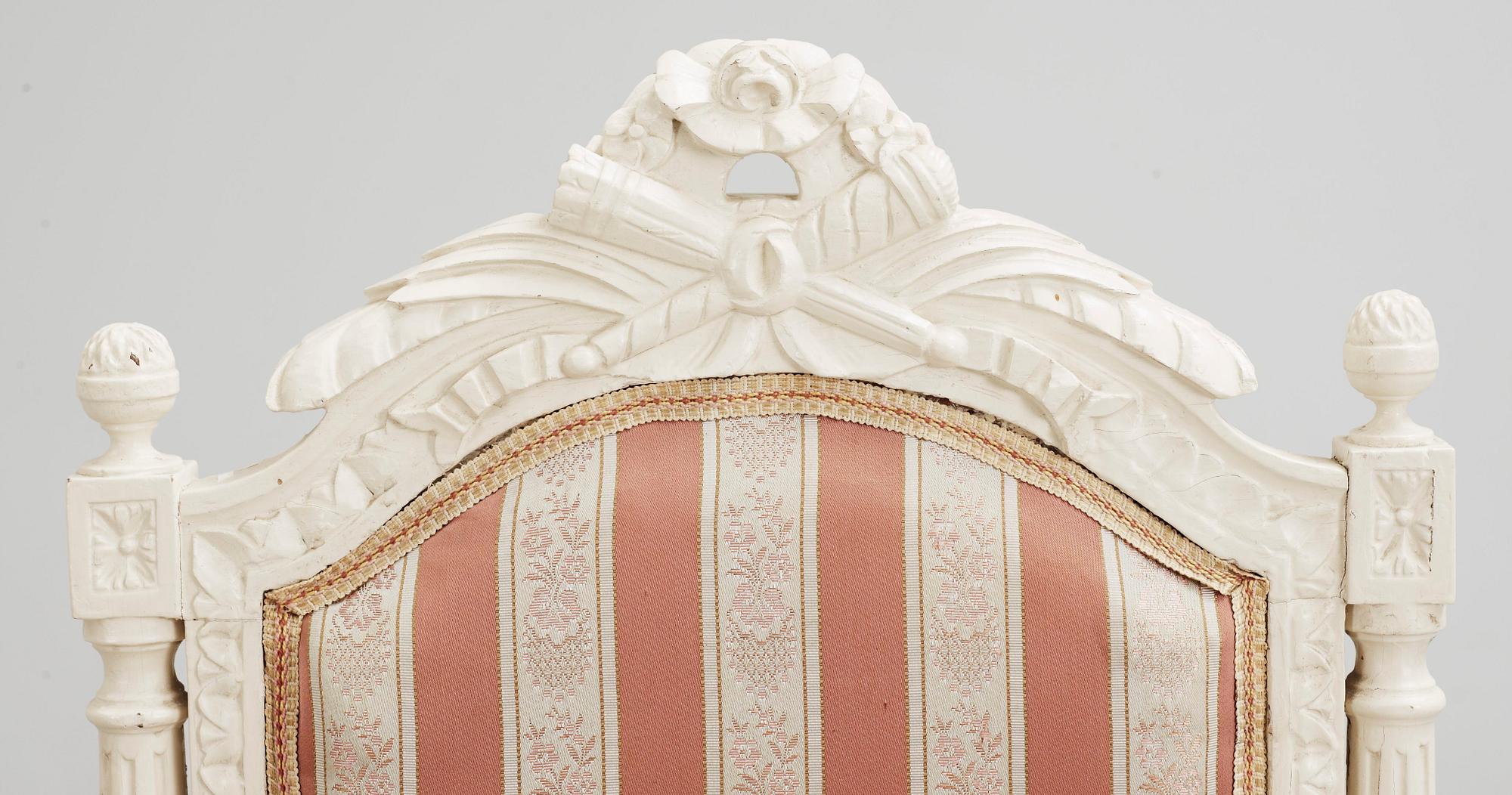 KARMSTOLAR, ett par, Louis XVI-stil, 1900-talets början.