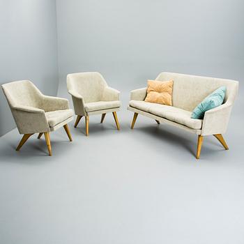 CARL GUSTAF HIORT AF ORNÄS, SOFA AND A PAIR OF EASY CHAIRS. Finland, mid 20th century.