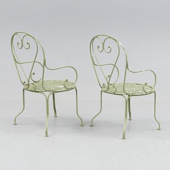 TRÄDGÅRDSMÖBLER, 5 delar, metall, 1900-tal.