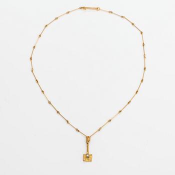 Björn Weckström, An 18K gold necklace "Thai" with an 8/8-cut diamond ca. 0.02 ct. Lapponia 1978.