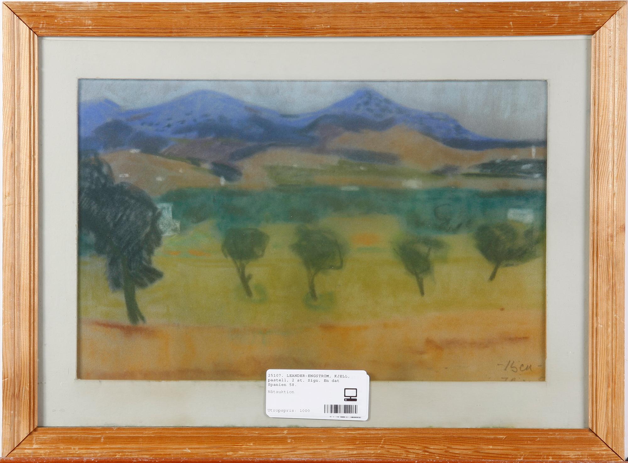 LEANDER-ENGSTRÖM, KJELL. Pasteller, 2 st. Sign. En dat Spanien 58.