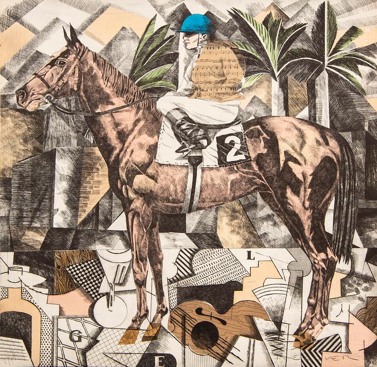 Fernando Bellver, a signed and numbered hand colored etching.