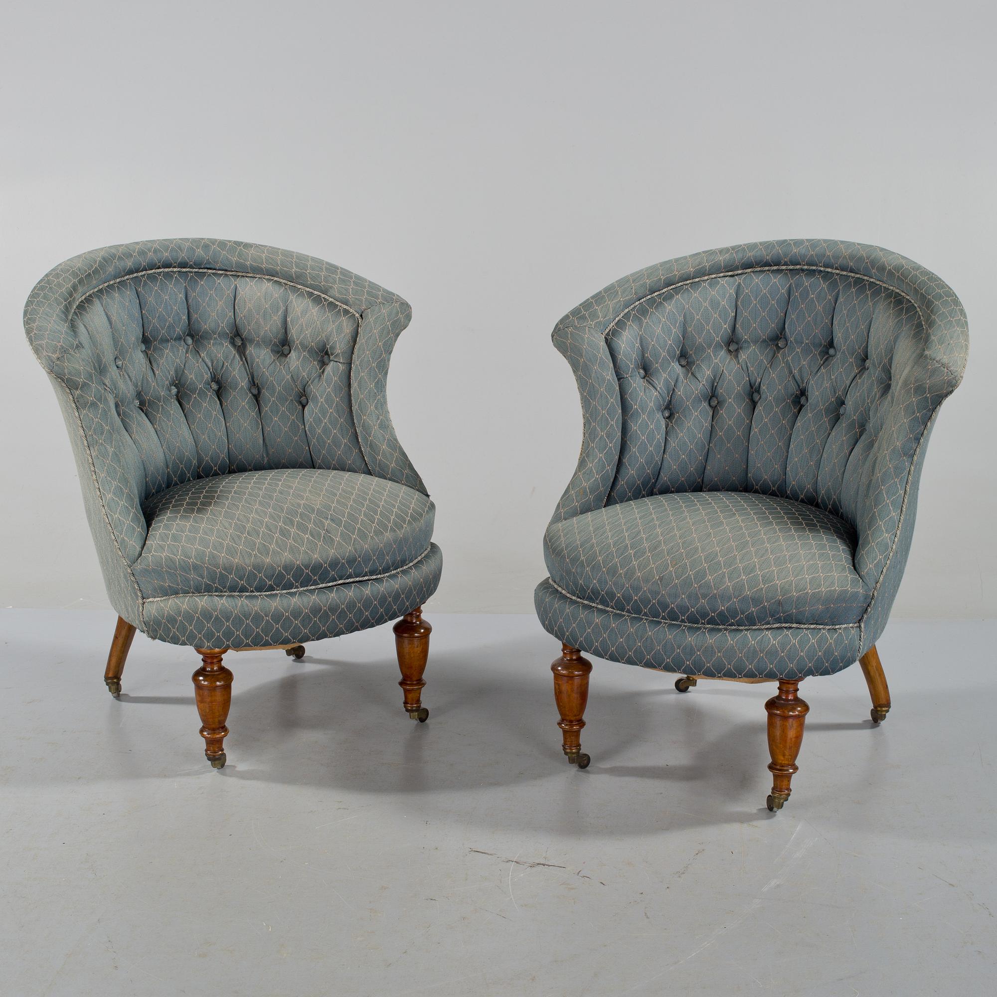 FÅTÖLJER, ett par, 1800-talets slut.