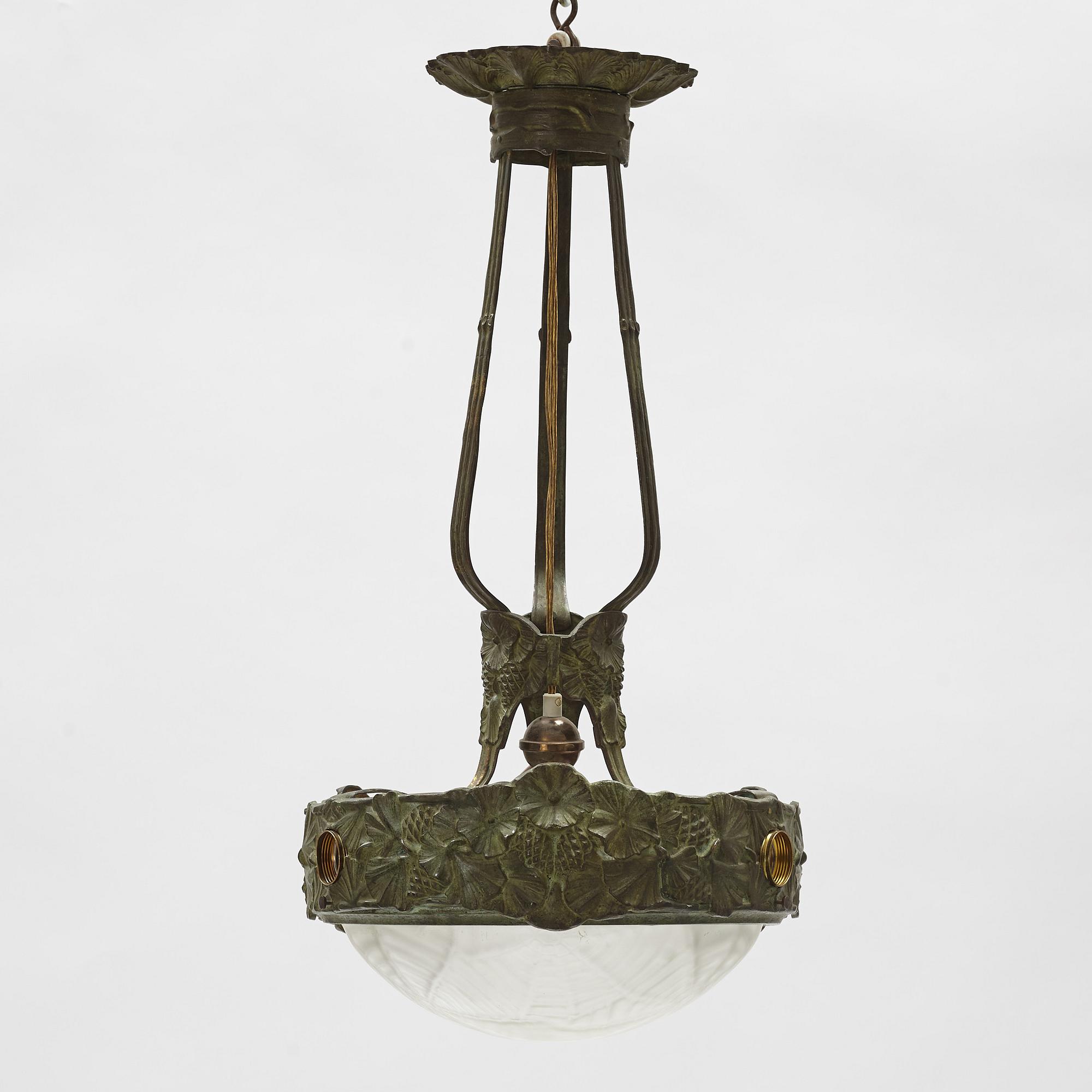 Taklampa, brons, Jugend, Böhlmarks lampfabrik 1907-24.