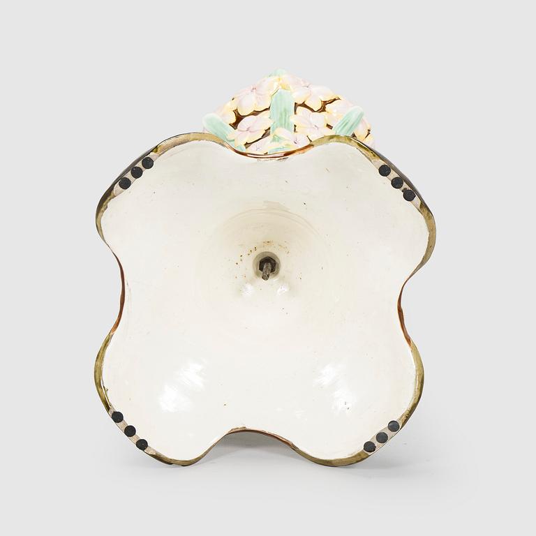 Flower pedestal, majolica, early 20th century.