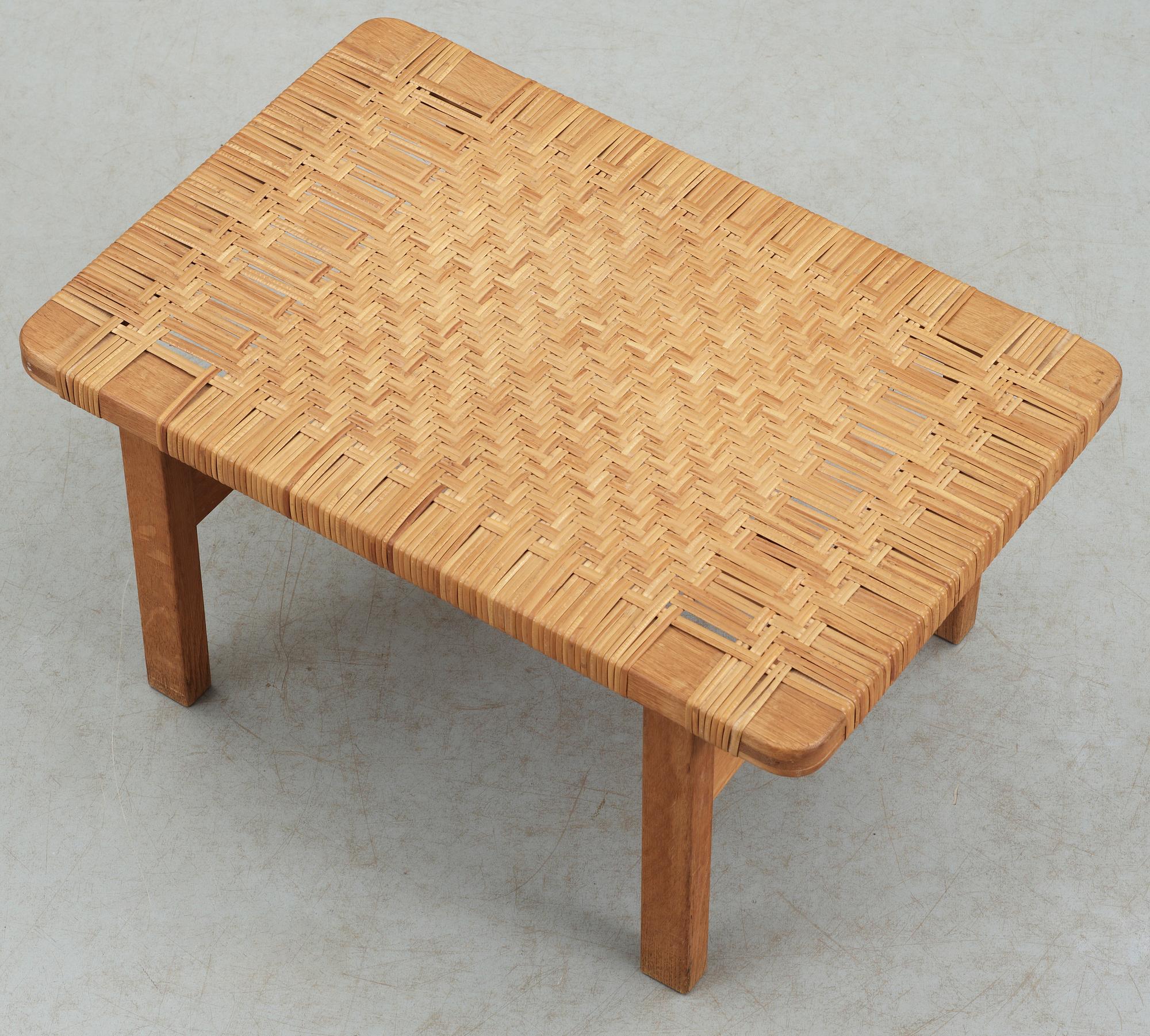 A Børge Mogensen oak and rattan stool by Fredrica Stolefabrik, Denmark 1960's.
