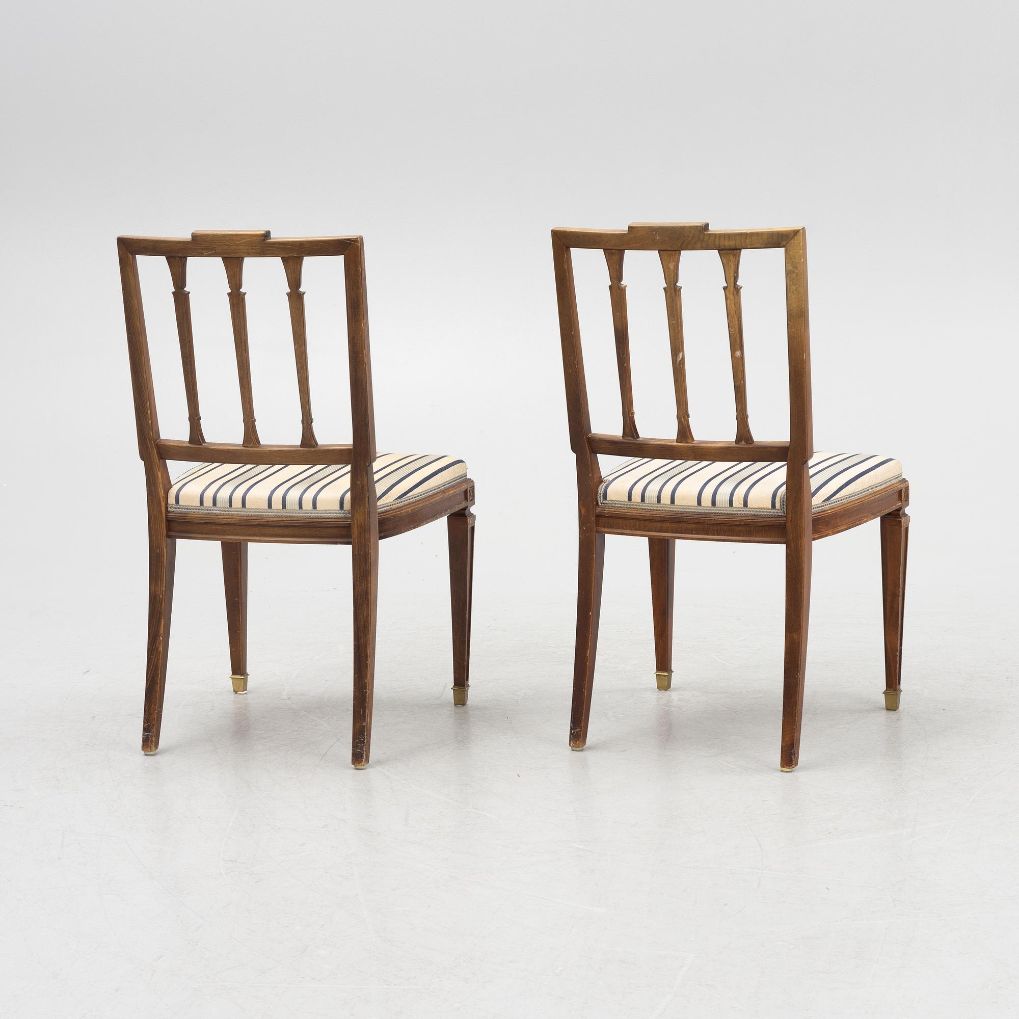 Stolar, 6 st gustaviansk stil, 1900-talets första hälft.