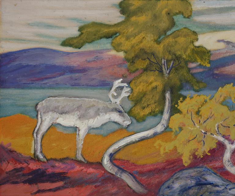 Helmer Osslund, Landscape with reindeer.