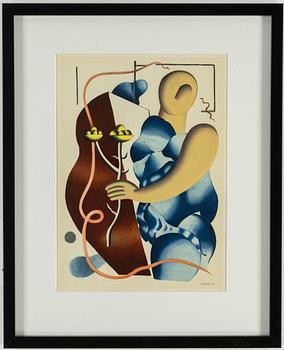 FERNAND LÉGER, after, colour lithographe, signed and dated in print, from Derrière le Miroir no 79-80-81 1955.