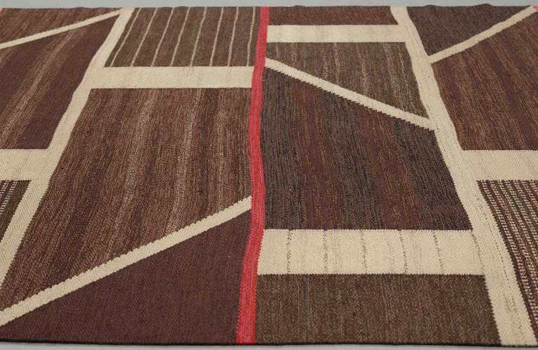 Marianne Richter, A CARPET, "Korsvirke, Plommon med rött", flat weave, ca 240,5 x 167 cm, signed AB MMF MR.