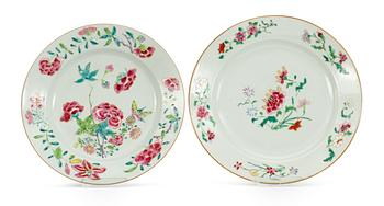 505. A set of two famille rose plates, Qing dynasty. Qianlong (1736-95).