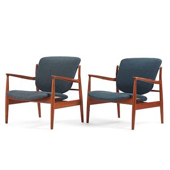 411. Finn Juhl, a pair of "FD 136" easy chairs, France & Daverkosen, Denmark, 1950s.