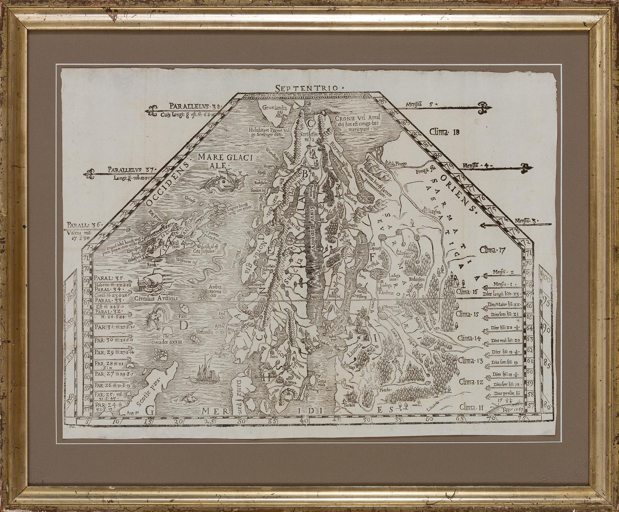 KARTA, Olaus Magnus, Basel 1567.