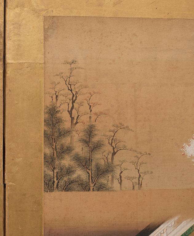 A Japanese six fold screen, Edo period (1603-1868).