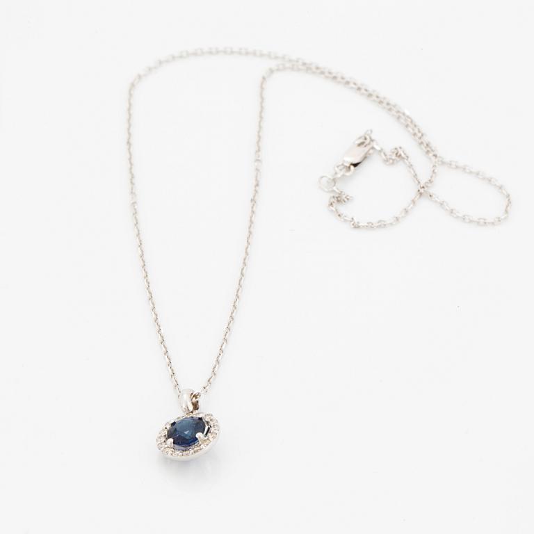 Sapphire and brilliant-cut diamond necklace.