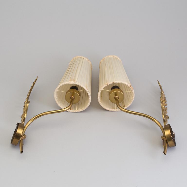 EINAR BÄCKSTRÖM, a pair of brass wall lights, Malmö, 1940's.