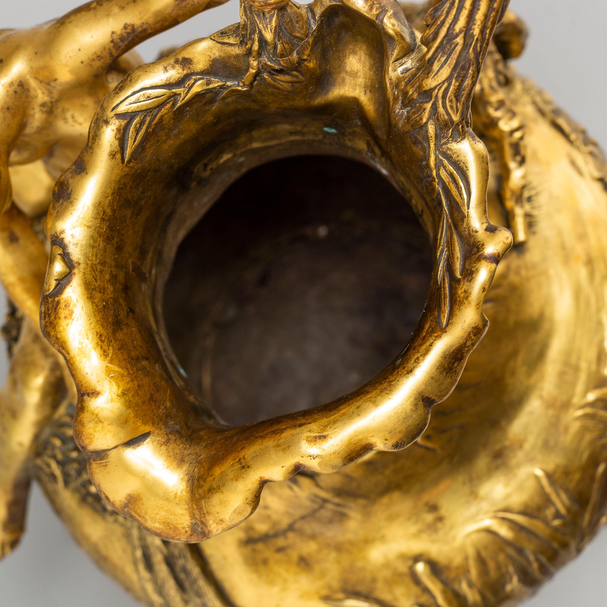 CLAUDE VIBERT, a gilt bronze "Femme pêchant" ever, Siot Decauville, Paris circa 1900.