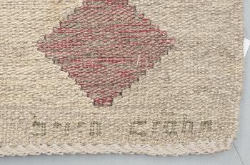 RUG. Flat weave (Rölakan). 214 x 142,5 cm. Signed Brita Grahn.
