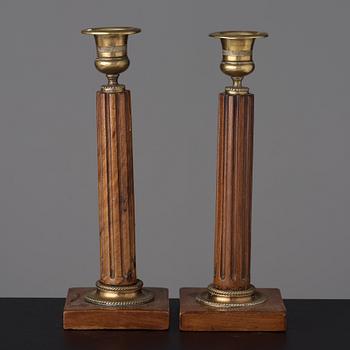 A pair of late Gustavian late 18th century candlesticks.