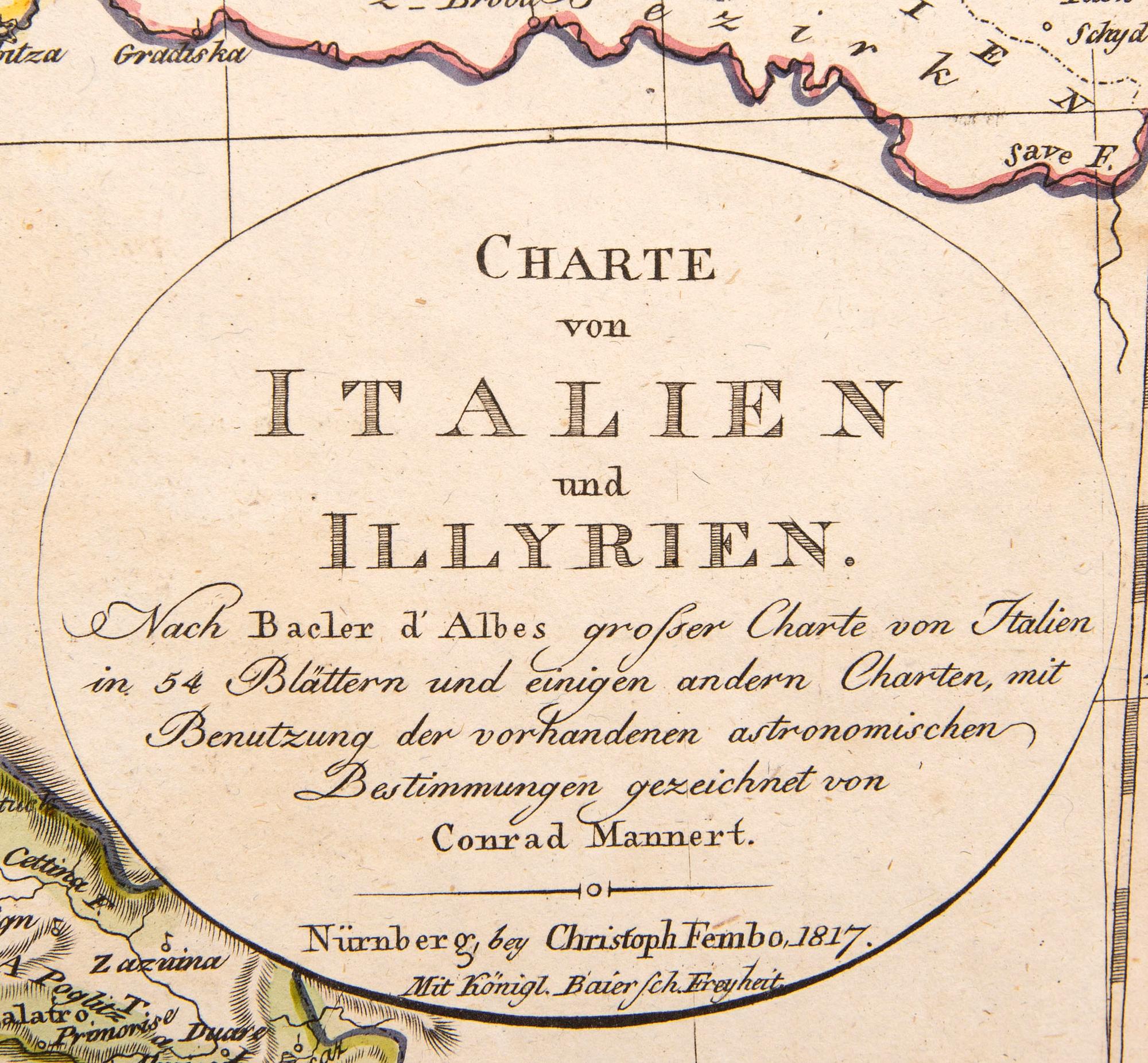 Conrad Mannert, map, hand colored in copper engraving, Nürnberg 1817.