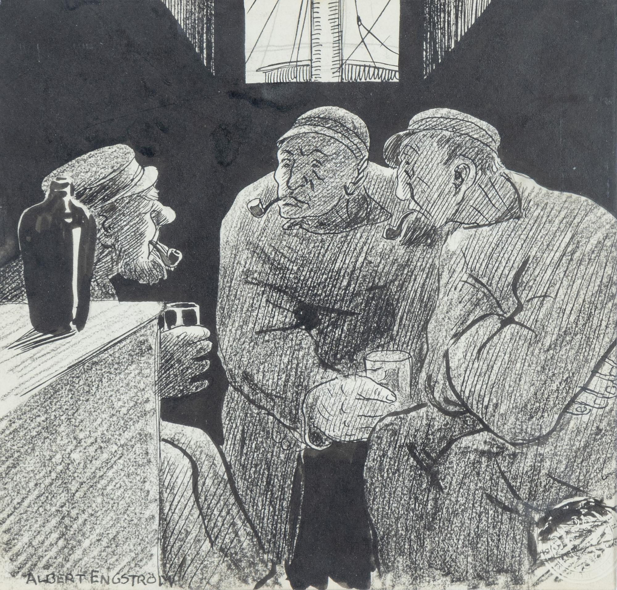 Albert Engström, tuschteckning, signerad.