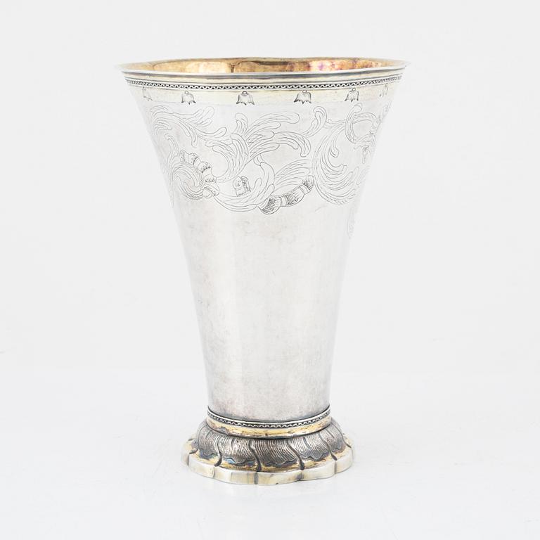 A rococo parcel-gilt silver beaker, mark of Erik Hedenberg, Östhammar 1769.