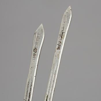 6 COCKTAILPINNAR i ETUI, silver, Gewe Silvervarufabriken AB, Malmö, 1966. Vikt ca 87 gram.