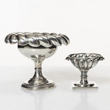 Bowl on foot, 2 pcs, silver, Vienna around the mid-19th century.