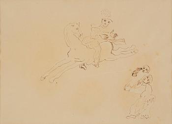 709. Carl Fredrik Hill, Rider in front of two figures.