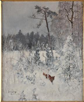 Bruno Liljefors, Fox in a winter landscape.