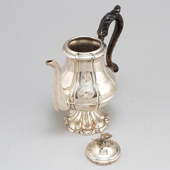 A Swedish 19th century silver coffee-pot, mark of Carl Nystrom, Stockholm 1848.
