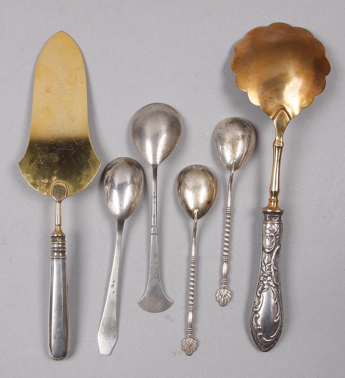 PARTI BESTICK, 6 delar, silver. Ryssland och Estland. 1800/1900-tal.