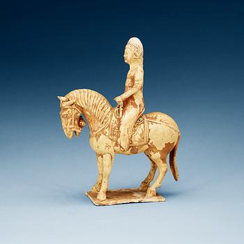 A potted figure of an equestrian figure, Tang dynasty (618-907).