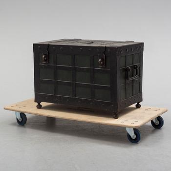 A 19th century iron strongbox.