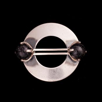 BROSCH, silver samt rutilkvarts, Elis Kauppi, Kupittaan Kulta, Åbo 1965.