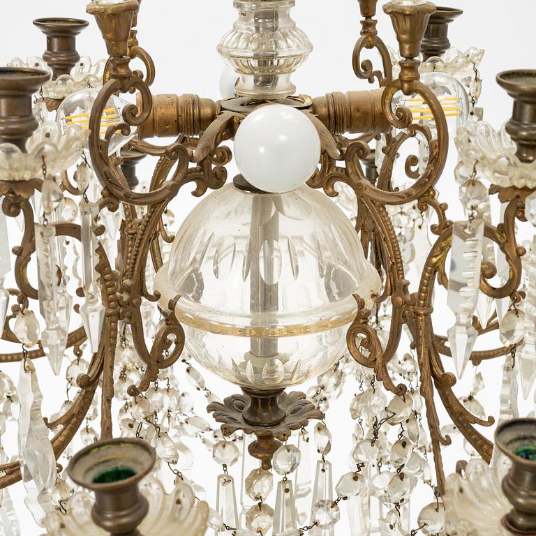 An 18-light chandelier, later part of the 19th Century.