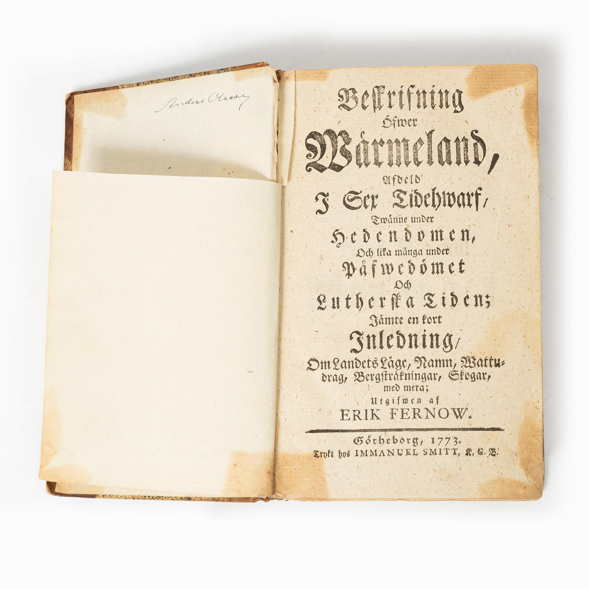 Fernow om Värmland, 1773-79.