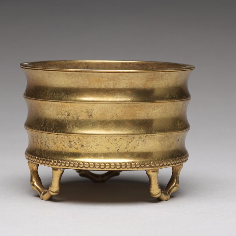 A bronze incense burner, Qing dynasty.