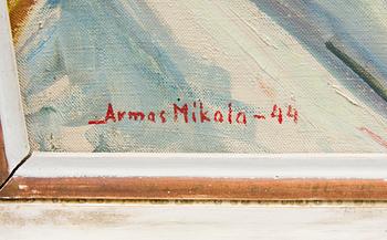 ARMAS MIKOLA, olja på duk, uppfodrad på skiva, signerad och daterad -44.