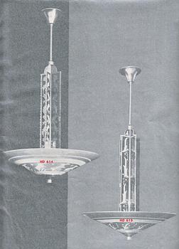 Edward Hald, a ceiling lamp model "HD 615", Orrefors, 1930s.