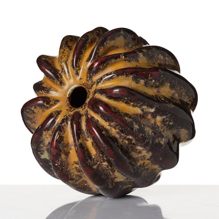 Hans Hedberg, a faience sculpture/vase of a pumpkin, Biot, France.
